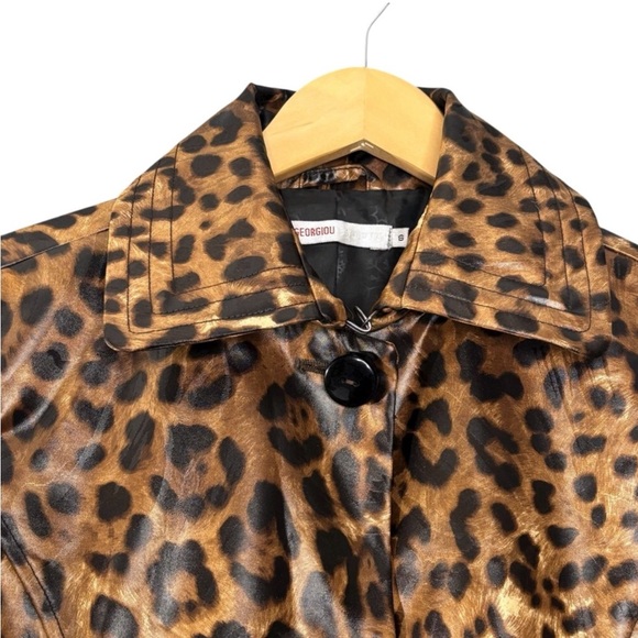 Vintage Georgiou Studio jacket leopard print belted lightweight trench size S - Picture 3 of 8